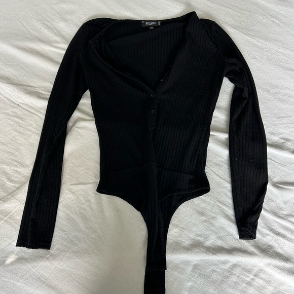 Black Button Down Long Sleeve Bodysuit - Picture 4 of 4